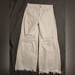 Sneak Peek White High-Waist Wide-Leg Cropped Stretch Jeans Size 11 / 30